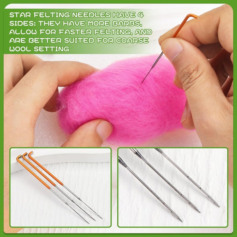 Mayboos 35 Pcs Needle Felting Needles,Wool Felting Supplies with 4 Types Star,Twisted,Cone,Triangular Felting Needles Color Coded Wool Felting Needles Tool Kit with Needle Box - Image 5